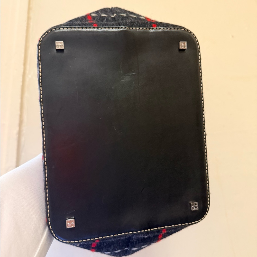 Kate Spade Navy blue and Red Plaid Wool Tote - Picture 3 of 10